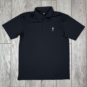 Eastside Golf Snap Placket Polo Mens M Black Logo Short Sleeve Nylon‎ Stretch